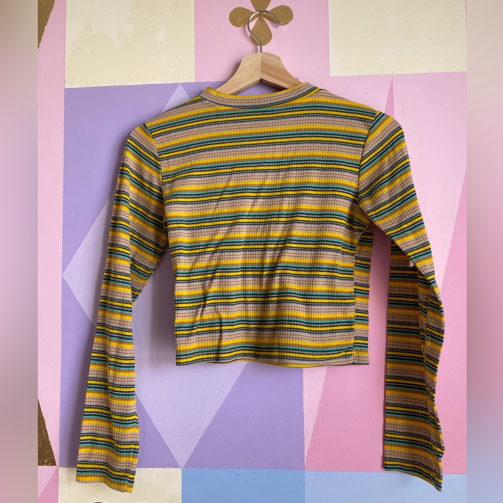 Long Sleeve Striped Crop Tank